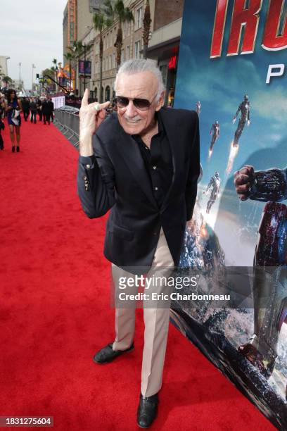 Executive Producer Stan Lee arrives at the world premiere of "Iron Man 3" held at the El Capitan Theatre on Wednesday, April 24, 2013 in Los Angeles.
