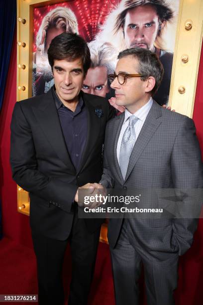 David Copperfield and Steve Carell at New Line Cinema's World Premiere of 'The Incredible Burt Wonderstone' held at Grauman's Chinese Theatre on...