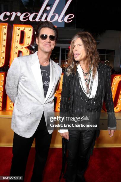 Jim Carrey and Steven Tyler at New Line Cinema's World Premiere of 'The Incredible Burt Wonderstone' held at Grauman's Chinese Theatre on Monday,...