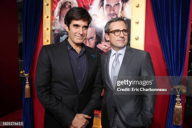 David Copperfield and Steve Carell at New Line Cinema's World Premiere of 'The Incredible Burt Wonderstone' held at Grauman's Chinese Theatre on...