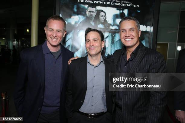 FilmDistrict's Peter Schlessel, Executive Producer Michael Luisi and Executive Producer Stuart Ford at FilmDistrict's World Premiere of "Dead Man...