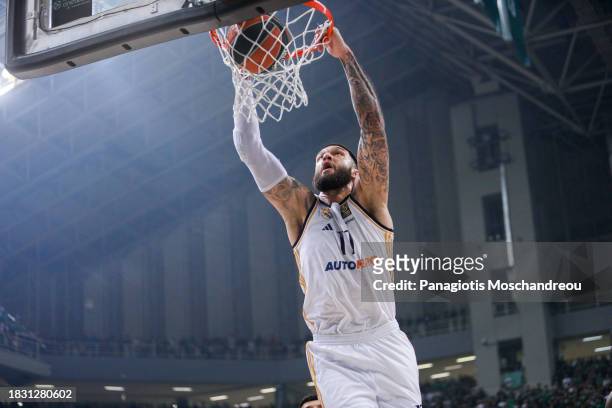 Vincent Poirier, #17 of Real Madrid in action during the Turkish Airlines EuroLeague Regular Season Round 13 match between Panathinaikos Athens and...