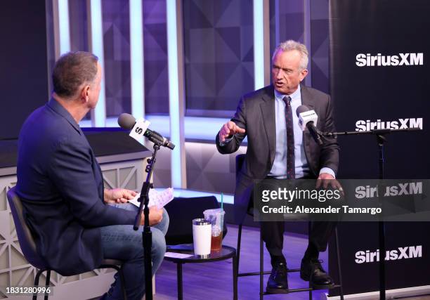 Former Miami Beach Mayor Philip Levine and Presidential candidate Robert F. Kennedy, Jr. Take part in a SiriusXM Town Hall at the SiriusXM Miami...