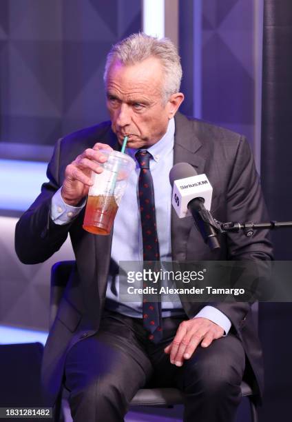 Presidential candidate Robert F. Kennedy, Jr. Takes part in a SiriusXM Town Hall at the SiriusXM Miami Beach studios on December 7, 2023 in Miami...