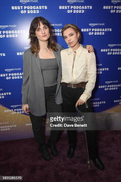 Guest and Tatum Swithenbank attend the "Best Podcasts of 2023" event with Amazon Music at White Rabbit Studios on December 7, 2023 in London, England.