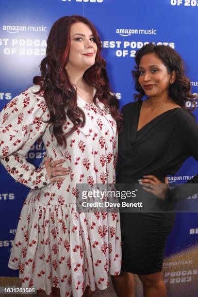 Hannah Maguire and Suruthi-laya Bala attend the "Best Podcasts of 2023" event with Amazon Music at White Rabbit Studios on December 7, 2023 in...