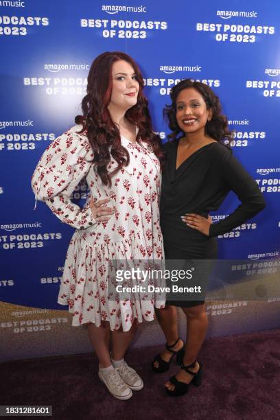 Hannah Maguire and Suruthi-laya Bala attend the "Best Podcasts of 2023" event with Amazon Music at White Rabbit Studios on December 7, 2023 in...