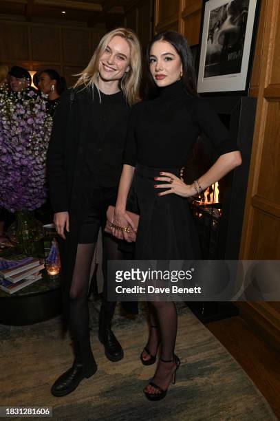 Kim Hnizdo and Selin Nur Koc attend a cocktail event hosted by Pamella Roland to celebrate the launch of her "Dressing for the Spotlight" book with...