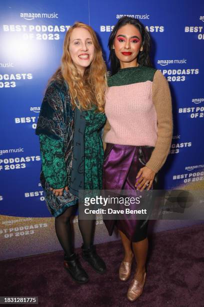 Guest and Nelufar Hedayat attend the "Best Podcasts of 2023" event with Amazon Music at White Rabbit Studios on December 7, 2023 in London, England.