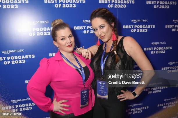Tigz Rice and Penny Joyner-Platt attend the "Best Podcasts of 2023" event with Amazon Music at White Rabbit Studios on December 7, 2023 in London,...