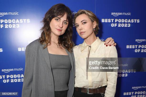 Guest and Tatum Swithenbank attend the "Best Podcasts of 2023" event with Amazon Music at White Rabbit Studios on December 7, 2023 in London, England.