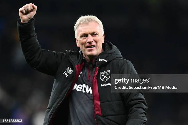 Manager David Moyes of West Ham United celebrates during the Premier League match between Tottenham Hotspur and West Ham United at Tottenham Hotspur...