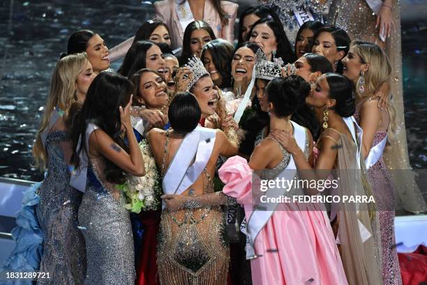 Miss Venezuela 2023 Ileana Marquez of Amazonas state celebrates after being crowned during Miss Venezuela beauty pageant in Caracas on December 7,...