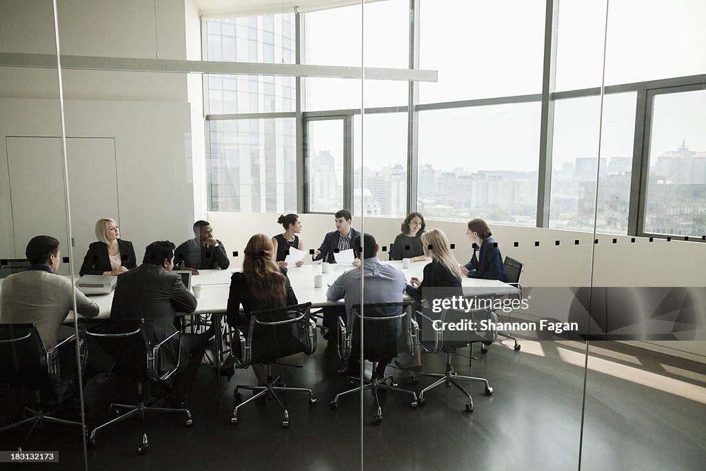 Group of business people having a business meeting