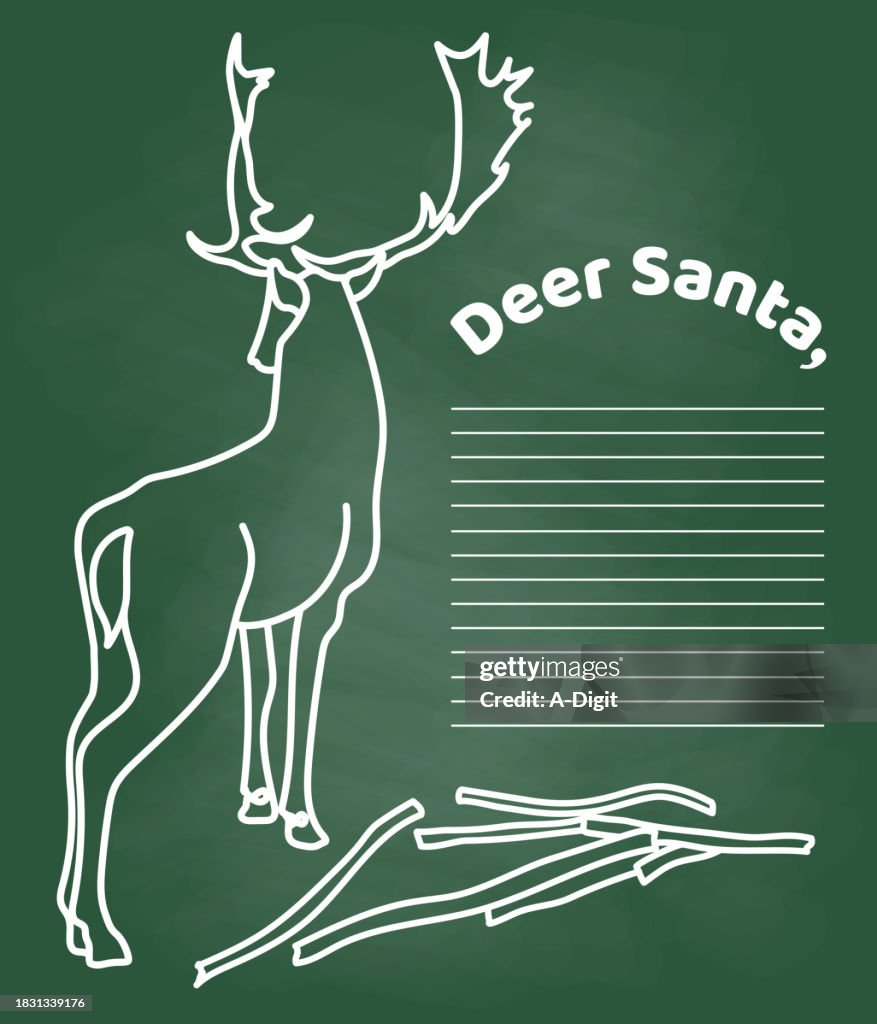 Deer Santa Letter Template Chalkboard
