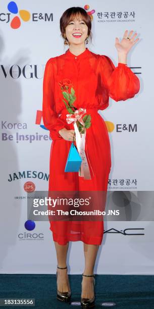 Kim Sung-Eun arrives for APAN Star Road during the 18th Busan International Film Festival at the Haeundae Beach BIFF Village on October 4, 2013 in...