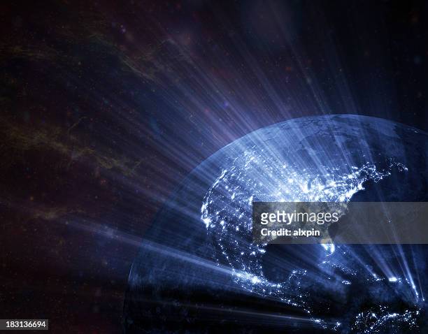 earth  glowing - noord amerika stockfoto's en -beelden