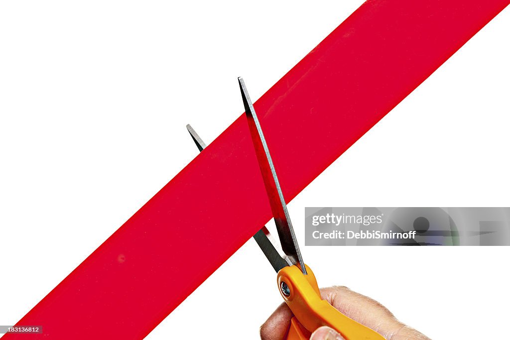 Cutting Through Red Tape Isolated On White