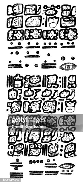 Engraving Aztec Hieroglyphics From 1870 High-Res Vector Graphic - Getty ...
