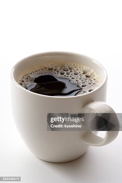 isolated shot of a cup of coffee on white background - black coffee stock pictures, royalty-free photos & images