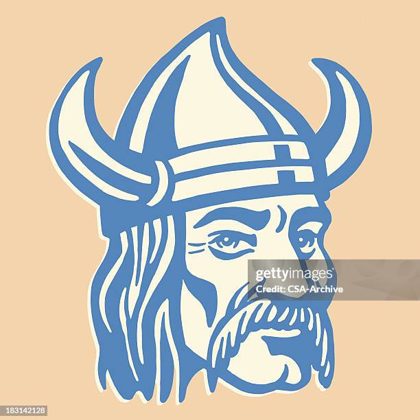viking man in helmet - scandinavian descent stock illustrations