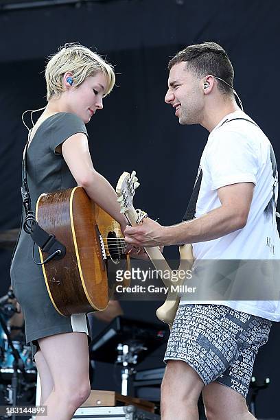 Emily Moore and Jack Antonoff of Fun. Perform on Day 1 of Austin City Limits Music Festival at Zilker Park on October 4, 2013 in Austin, Texas.