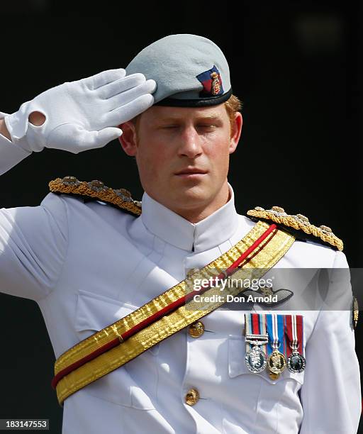Prince Harry attends The 2013 International Fleet Review on October 5, 2013 in Sydney, Australia. Over 50 ships participate in the International...