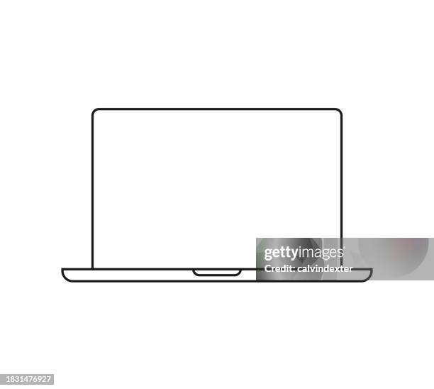 illustrations, cliparts, dessins animés et icônes de conception minimale de l’ordinateur portable - ordinateur portable