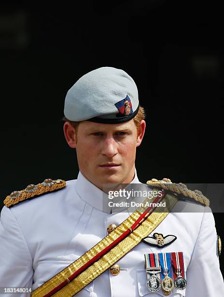 Prince Harry attends the 2013 International Fleet Review on October 5, 2013 in Sydney, Australia. Over 50 ships participate in the International...