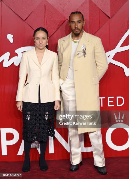 Grace Wales Bonner and Lewis Hamilton attend The Fashion Awards 2023 Presented by Pandora at the Royal Albert Hall on December 04, 2023 in London,...