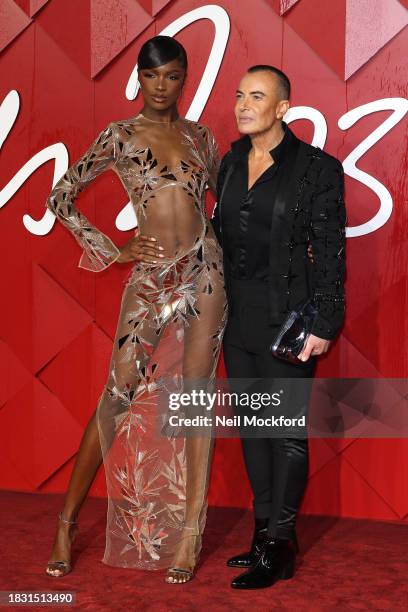 Leomie Anderson and Julien MacDonald attend The Fashion Awards 2023 Presented by Pandora at the Royal Albert Hall on December 04, 2023 in London,...