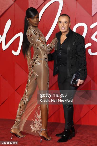 Leomie Anderson and Julien MacDonald attend The Fashion Awards 2023 Presented by Pandora at the Royal Albert Hall on December 04, 2023 in London,...