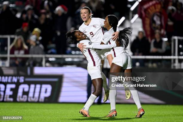Beata Olsson of the Florida St. Seminoles reacts after scoring a goal against the Stanford Cardinal during the 2023 Division I Women's Soccer...