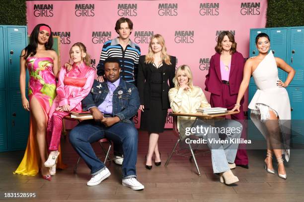 Avantika, Bebe Wood, Jaquel Spivey, Christopher Briney, Angourie Rice, Reneé Rapp, Tina Fey, and Auli'i Cravalho attend a "Mean Girls" photocall at...