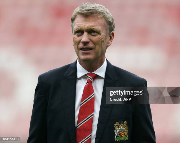 Manchester United's Scottish manager David Moyes walks off the pitch prior to the English Premier League football match between Sunderland and...