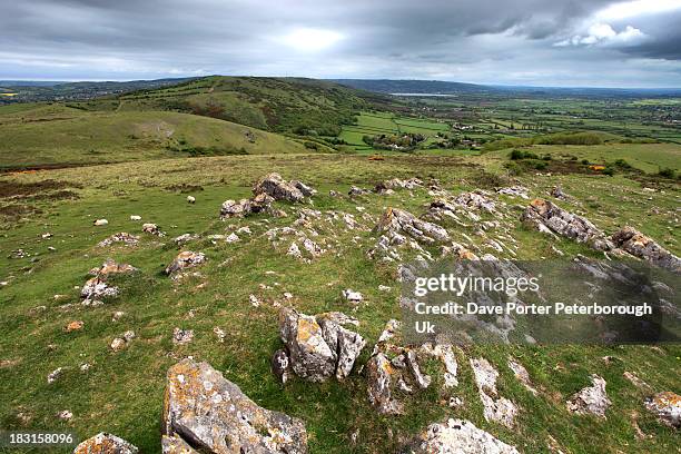 crook peak, somerset levels, mendip hills - crook peak stock pictures, royalty-free photos & images