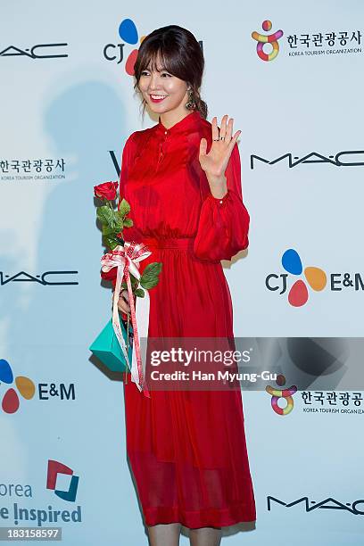 South Korean actress Kim Sung-Eun arrives for APAN Star Road during the 18th Busan International Film Festival at the Haeundae Beach BIFF Village on...