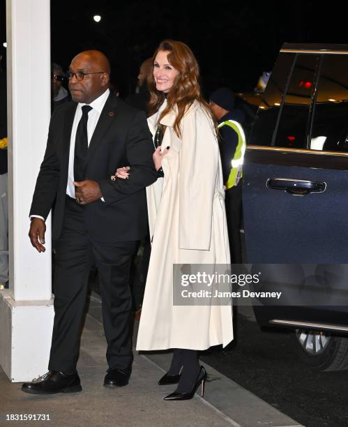 Julia Roberts arrives to The Plaza Hotel before the New York premiere of Netflix's "Leave the World Behind" on December 04, 2023 in New York City.