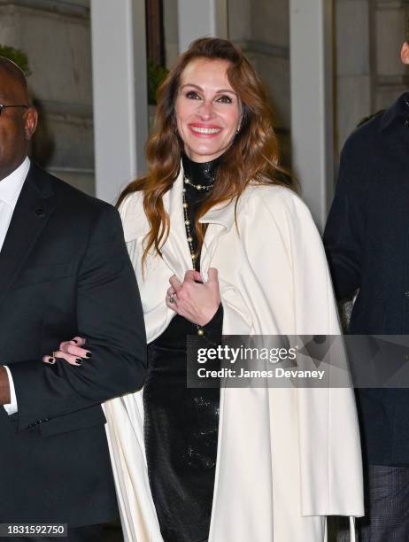 Julia Roberts leaves The Plaza Hotel for the New York premiere of Netflix's "Leave the World Behind" on December 04, 2023 in New York City.