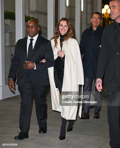 Julia Roberts leaves The Plaza Hotel for the New York premiere of Netflix's "Leave the World Behind" on December 04, 2023 in New York City.