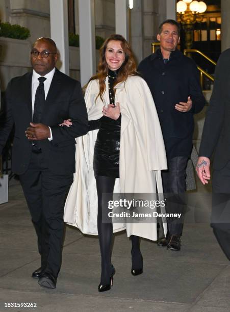Julia Roberts leaves The Plaza Hotel for the New York premiere of Netflix's "Leave the World Behind" on December 04, 2023 in New York City.