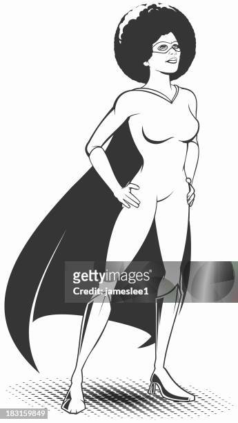 superheroine - african ethnicity woman stock illustrations