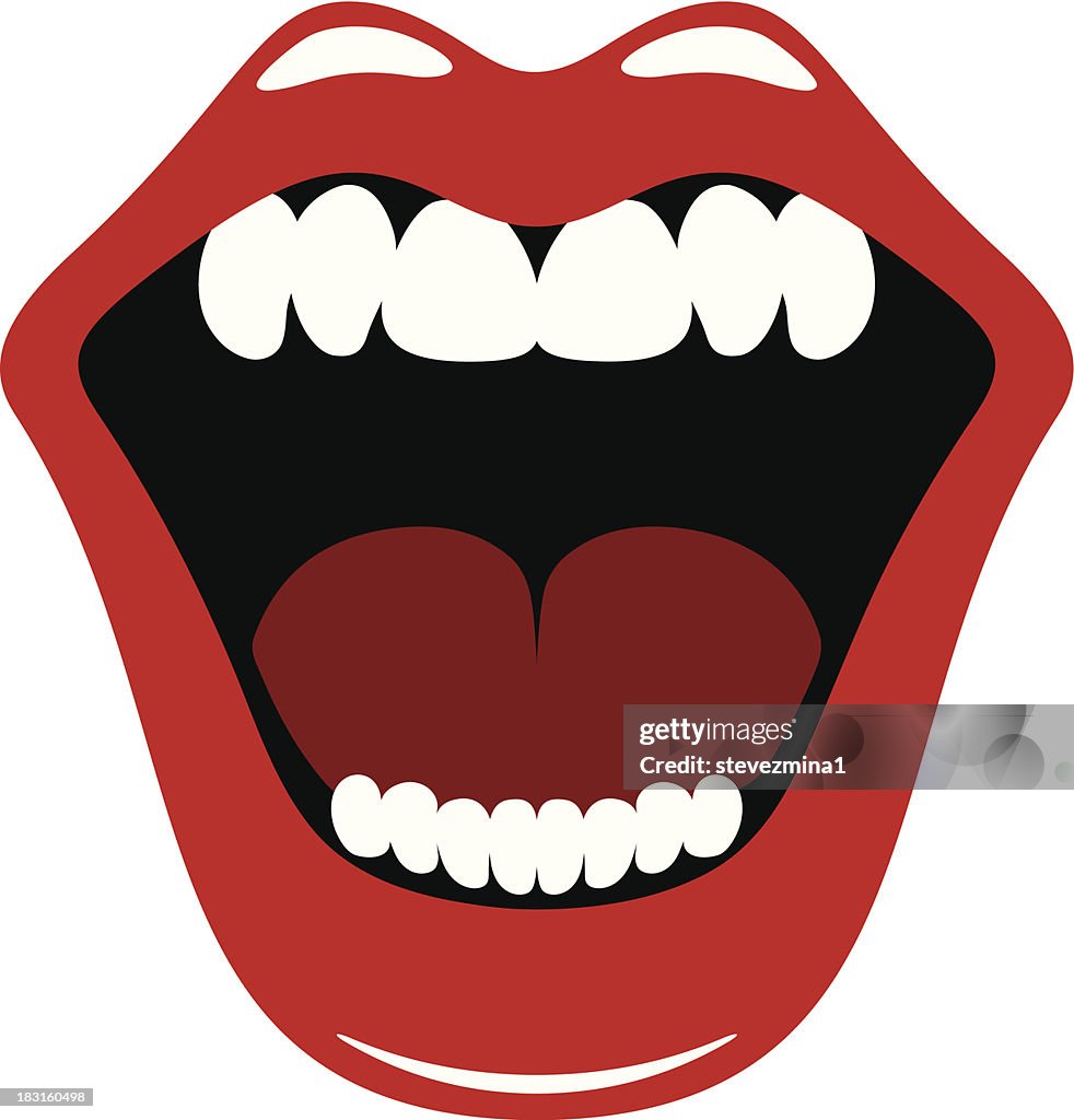 Close up of Rolling Stones mouth logo