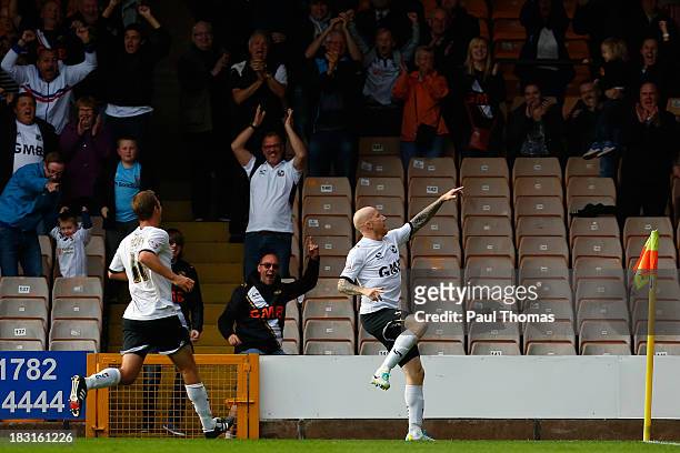 Lee Hughes of Port Vale celebrates his goal during the Sky Bet League One match between Port Vale and Bristol City at Vale Park on October 05, 2013...