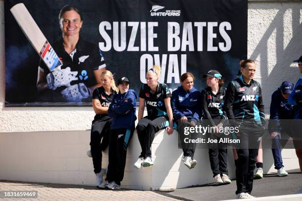 Dejected New Zealand players look on following game two of the T20 International Women's series between New Zealand and Pakistan at University of...