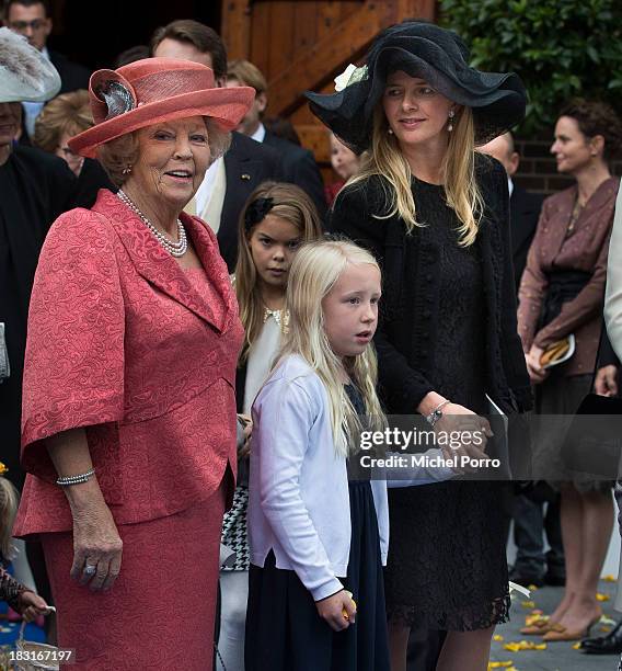 Princess Beatrix of The Netherlands, Princess Luana and Princess Mabel of The Netherlands attend the wedding of Prince Jaime de Bourbon Parme and...