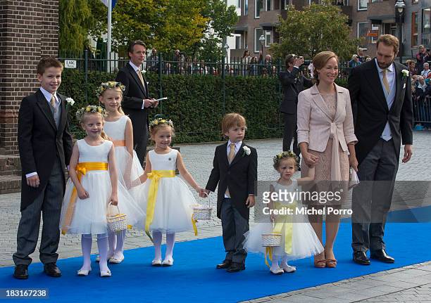 Princess Margarita de Bourbon de Parme and Tjalling ten Cate attends the wedding of Prince Jaime de Bourbon Parme and Viktoria Cservenyak at The...