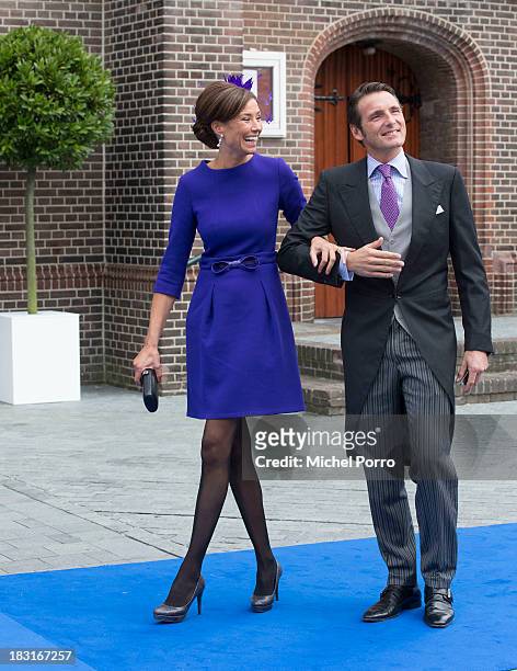 Princess Marilene and Prince Paurits of The Netherlands attend the wedding of Prince Jaime de Bourbon Parme and Viktoria Cservenyak at The Church Of...
