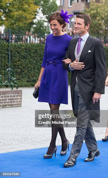 Princess Marilene and Prince Paurits of The Netherlands attend the wedding of Prince Jaime de Bourbon Parme and Viktoria Cservenyak at The Church Of...