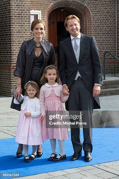 Princess Aimee, Princess Eliane, princess Magali and Prince Floris of The Netherlands attend the wedding of Prince Jaime de Bourbon Parme and...